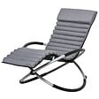 OUTSUNNY - Chaise longue à bascule pliable rocking chair design contemporain avec matelas revêtement aspect daim métal textilène gris noir - vignette