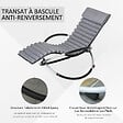 OUTSUNNY - Chaise longue à bascule pliable rocking chair design contemporain avec matelas revêtement aspect daim métal textilène gris noir - vignette