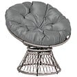 OUTSUNNY - Fauteuil rond de jardin fauteuil papasan pivotant grand confort Ø 97 x 86H cm grand coussin fourni polyester résine tressée gris - vignette