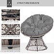 OUTSUNNY - Fauteuil rond de jardin fauteuil papasan pivotant grand confort Ø 97 x 86H cm grand coussin fourni polyester résine tressée gris - vignette