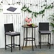 OUTSUNNY - Lot de 2 coussins d'assise carrés chaises fauteuils tabourets - coussins déhoussables zippés avec cordons d'attache - dim. 45L x 45l cm ép. 5 cm - polyester gris - vignette