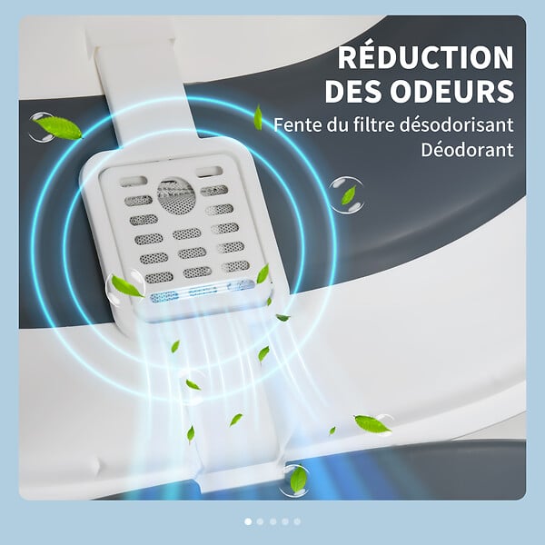 PAWHUT - Maison de toilette pliable - bac à litière chat avec porte battante, pelle et filtre inclus - ABS PP blanc gris - large