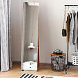 HOMCOM - Miroir sur pied et mural rectangulaire dim. 37L x 43l x 156H cm verre MDF aspect noyer clair - vignette
