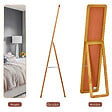 HOMCOM - Miroir sur pied et mural rectangulaire dim. 37L x 43l x 156H cm verre MDF aspect noyer clair - vignette