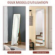 HOMCOM - Miroir sur pied et mural rectangulaire dim. 37L x 43l x 156H cm verre MDF aspect noyer clair - vignette