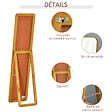 HOMCOM - Miroir sur pied et mural rectangulaire dim. 37L x 43l x 156H cm verre MDF aspect noyer clair - vignette