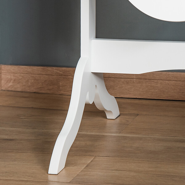 HOMCOM - Miroir à pied ovale style shabby chic inclinaison réglable dim. 47L x 45l x 154H cm MDF blanc - large