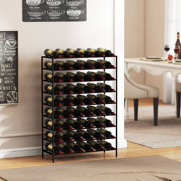 HOMCOM - Étagère à vin rack pour bouteilles range-bouteilles capacité 54 bouteilles dim. 63L x 25l x 91H cm métal noir - large