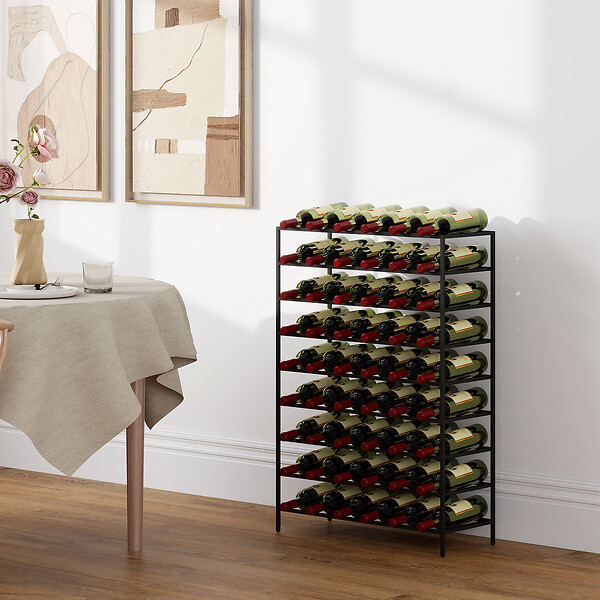 HOMCOM - Étagère à vin rack pour bouteilles range-bouteilles capacité 54 bouteilles dim. 63L x 25l x 91H cm métal noir - large