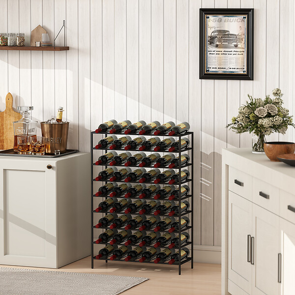 HOMCOM - Étagère à vin rack pour bouteilles range-bouteilles capacité 54 bouteilles dim. 63L x 25l x 91H cm métal noir - large