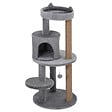 PAWHUT - Arbre à chats multi-équipements griffoirs grattoirs plateformes niche jeu boule suspendue Ø 48 x 104H cm gris - vignette