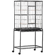 PAWHUT - Cage à oiseaux portable avec 4 mangeoires et 4 perchoirs pratique 81 x 48 x 162 cm noir et gris - vignette