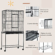 PAWHUT - Cage à oiseaux portable avec 4 mangeoires et 4 perchoirs pratique 81 x 48 x 162 cm noir et gris - vignette