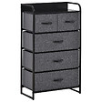 HOMCOM - Commode rangement 5 tiroirs pliables en tissu 58 x 29 x 99 cm gris - vignette