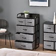HOMCOM - Commode rangement 5 tiroirs pliables en tissu 58 x 29 x 99 cm gris - vignette