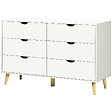 HOMCOM - Commode 6 tiroirs design scandinave piètement effilé incliné bois pin panneaux blanc - vignette