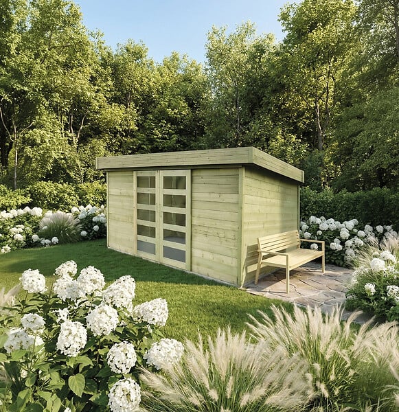 SOLID - Abri de jardin bois Malmö - Vert - L.392xH.218.5xP.304cm - large