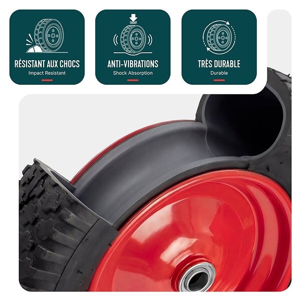 VOUNOT - Lot de 4 Roue gonflable robuste 4.80/4.00-8 pour chariot brouette alesage 20mm 400x85mm Rouge - large