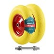 VOUNOT - Lot de 2 Roue increvable 4.80/4.00-8 en PU pour brouette diable alesage 20mm 392x92 mm Jaune - vignette