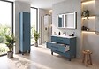 ONDEE - Meuble à poser MONACO - Dim 90cm - Bleu Minéral - Mir SELENA - Poignées noires - vignette