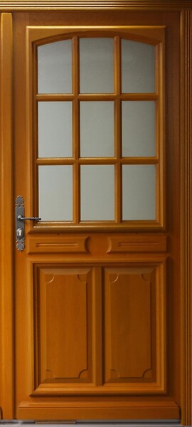 GD MENUISERIES - Porte d'entrée Bois Vitrée Marine, H215 x L100 cm Côte Tableau p.Droit - large