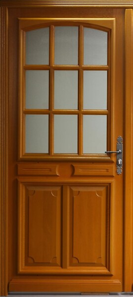 GD MENUISERIES - Porte d'entrée Bois Vitrée Marine, H215 x L100 cm Côte Tableau p. Gauche - large