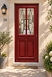 GD MENUISERIES - Porte d'entrée Bois Vitrée Barbara rouge, H215 x L90 cm Côte Tableau p.Gauche, (Poignee, Barillet) - vignette