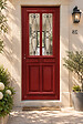 GD MENUISERIES - Porte d'entrée Bois Vitrée Barbara rouge, H215 x L90 cm Côte Tableau p.Droit (Poignee, Barillet) - vignette