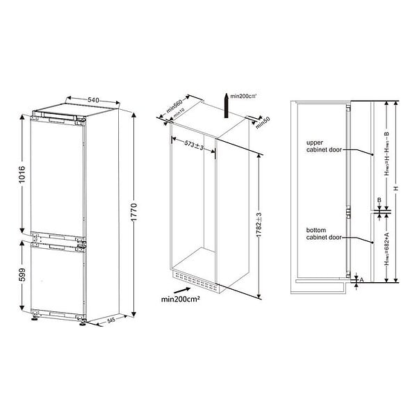 FRIGELUX - Réfrigérateur Combiné Intégrable à Glissières 236l - CBNF177BI - large