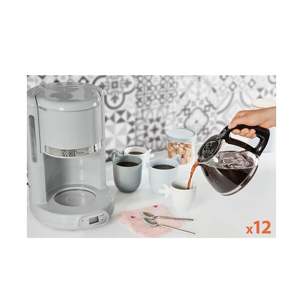 MOULINEX - Cafetière Filtre Programmable 15 Tasses 1000w Gris - FG380E10 - large