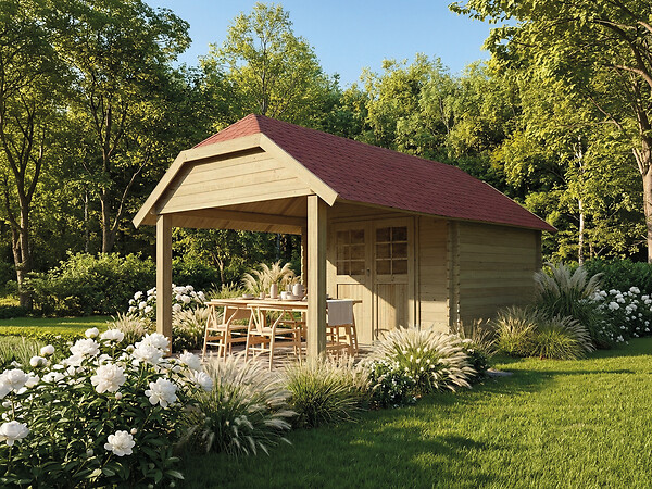 SOLID - Abri de jardin Cork S8507-1 en bois autoclave - Intérieur : 7,53m² - L.578.4xH.298.9xP.347.4cm - large