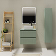 PLANETE BAIN - Meuble salle de bain strié 60 cm pour vasque à poser - Vert mat - A suspendre - Karaib 2 - vignette