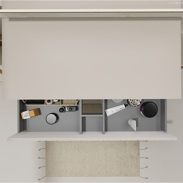 PLANETE BAIN - Meuble salle de bain strié 100 cm pour vasque à poser - Beige cachemire mat - A suspendre - Karaib 2 - large