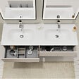 PLANETE BAIN - Meuble salle de bain strié 140 cm - Double vasque Solid surface - Beige cachemire mat - A suspendre - Karaib 2 - vignette