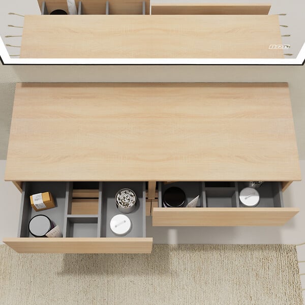PLANETE BAIN - Meuble salle de bain 120 cm pour vasque à poser - Effet chêne sonoma - A suspendre - Karaib 2 - large