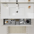PLANETE BAIN - Meuble salle de bain strié 100 cm - Plan vasque céramique - Beige cachemire mat - A suspendre - Karaib 2 - vignette