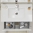 PLANETE BAIN - Meuble salle de bain strié 80 cm - Plan vasque céramique - Blanc mat - A suspendre - Karaib 2 - vignette
