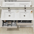 PLANETE BAIN - Meuble salle de bain strié 120 cm - Double vasque céramique - Beige cachemire mat - A suspendre - Karaib 2 - vignette