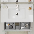 PLANETE BAIN - Meuble salle de bain strié 80 cm - Plan vasque céramique - Vert mat - A suspendre - Karaib 2 - vignette