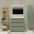 PLANETE BAIN - Meuble salle de bain 80 cm A poser - Plan vasque céramique - Vert mat - Karaib 2 - vignette