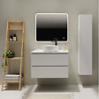 PLANETE BAIN - Meuble salle de bain strié 80 cm pour vasque à poser - Blanc mat - A suspendre - Karaib 2 - vignette