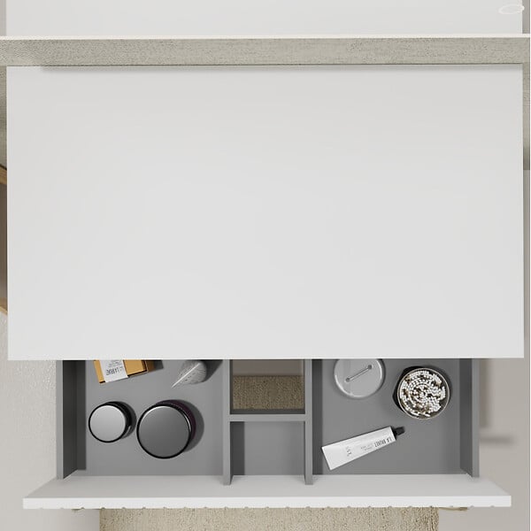 PLANETE BAIN - Meuble salle de bain strié 80 cm pour vasque à poser - Blanc mat - A suspendre - Karaib 2 - large