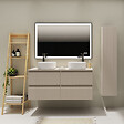 PLANETE BAIN - Meuble salle de bain strié 120 cm pour vasque à poser - Beige cachemire mat - A suspendre - Karaib 2 - vignette