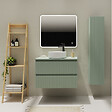 PLANETE BAIN - Meuble salle de bain strié 80 cm pour vasque à poser - Vert mat - A suspendre - Karaib 2 - vignette
