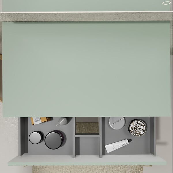 PLANETE BAIN - Meuble salle de bain strié 80 cm pour vasque à poser - Vert mat - A suspendre - Karaib 2 - large