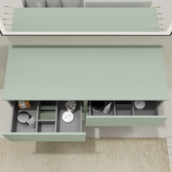 PLANETE BAIN - Meuble salle de bain 120 cm pour vasque à poser - Vert mat - A suspendre - Karaib 2 - large