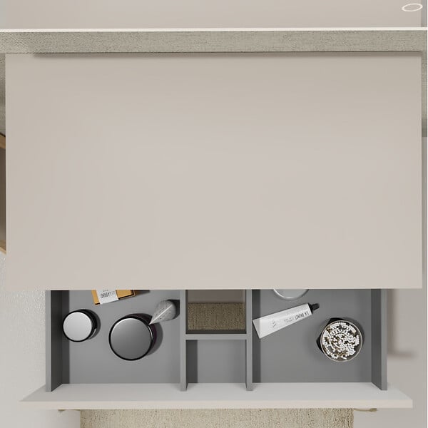 PLANETE BAIN - Meuble salle de bain 80 cm pour vasque à poser - Beige cachemire mat - A suspendre - Karaib 2 - large