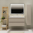PLANETE BAIN - Meuble salle de bain 100 cm - Plan vasque céramique - Beige cachemire mat - A suspendre - Karaib 2 - vignette