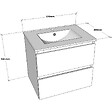 PLANETE BAIN - Meuble salle de bain strié 60 cm - Plan vasque céramique - Blanc mat - A suspendre - Karaib 2 - vignette
