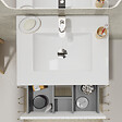 PLANETE BAIN - Meuble salle de bain strié 60 cm - Plan vasque céramique - Blanc mat - A suspendre - Karaib 2 - vignette